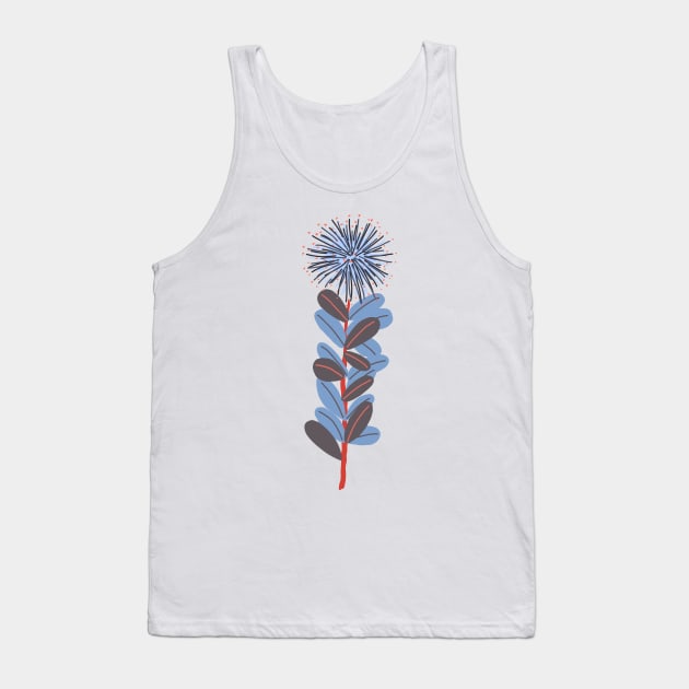 Retro mod blue stylized floral Tank Top by FrancesPoff